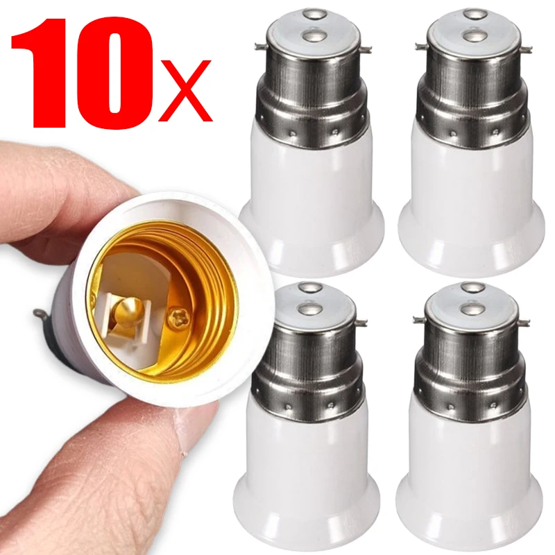 10/1PCS Lamp Sockets Converter Led Lamp Lamp Bases Conversion Holder B22 To E27 Anti-burning Bulb Sockets Adapter Accessories