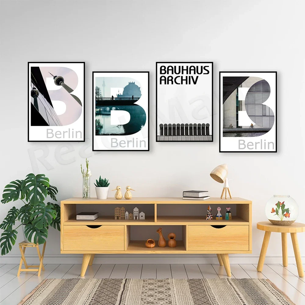 Bauhaus archives poster, berlin architecture poster, typography german architecture wall print, german city poster, minimalism