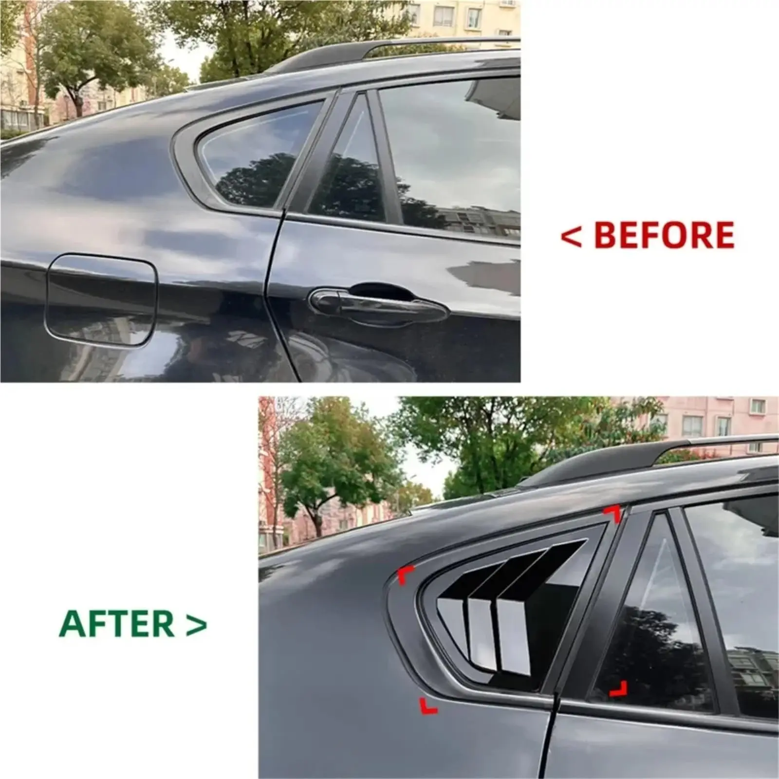 E71 E72 Louver For BMW X6 E71 E72 2008 2009 2010 2011-2014 Triangle Louver Shark Gill Shaped Rear Window Decorative WindowVent