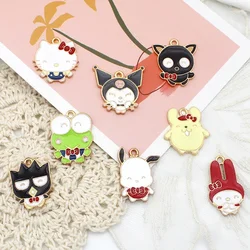 10PCS Cartoon Kuromis BAD BADTZ-MARU Melodys DIY Jewelry Accessories Alloy Drip Oil Necklace Accessories Bracelet Pendant