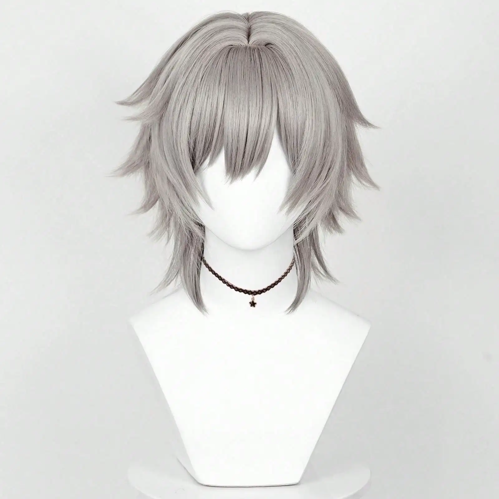 Synthetic Wigs Short Straight Grey Wigs with Bangs For Man Cosplay Eryuan Game Anime Wear Fake Hair High Temperature Fiber