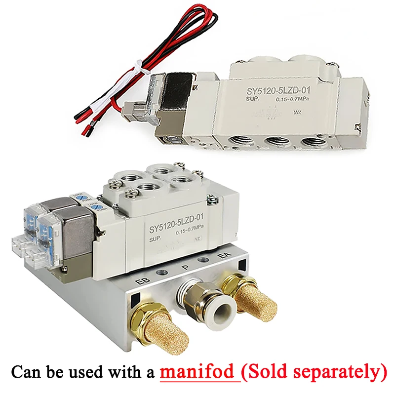 SY Series SY5120 Pneumatic Solenoid Valve SY3120 SY7120 Internal Pilot Automation Valve 2 Position 5 Way 24V 220V Normal Closed