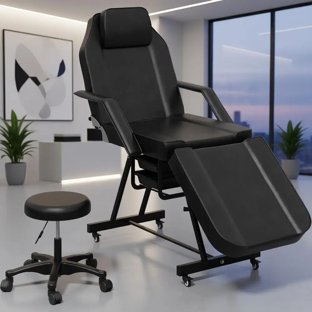 

Adjustable 73 Facial Chair with Hydraulic Stool for Beauty Spa (Black)