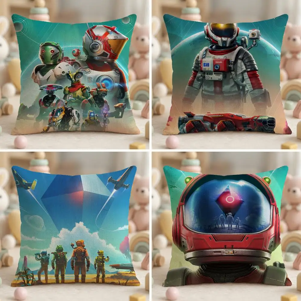 Video Game N-No Mans Sky Cushion Cover Wrinkle-Resistant Short Plush Pillow Case Breathable Machine-Washable