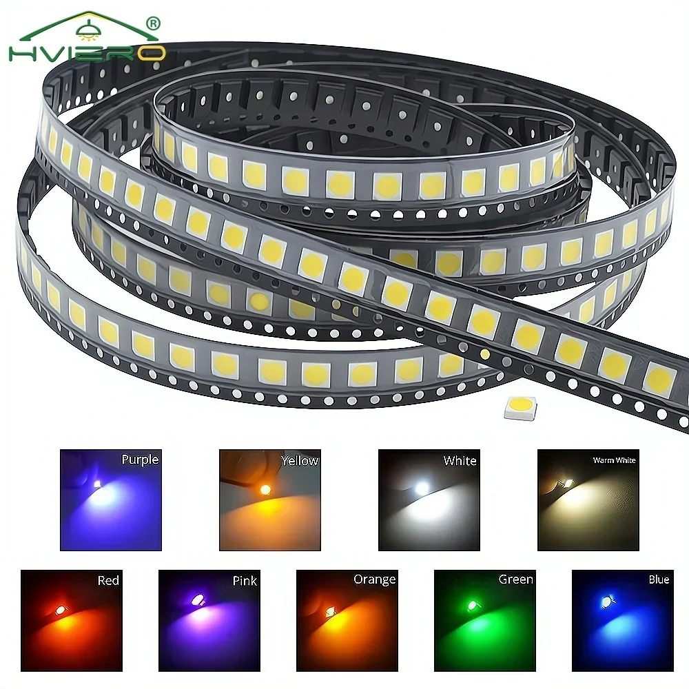 100X High Quality 0805 5050 LED SMD Chips Red Yellow Green White Blue Orange RGB Purple Pink Emitting Diode Light 3.3V Voltage