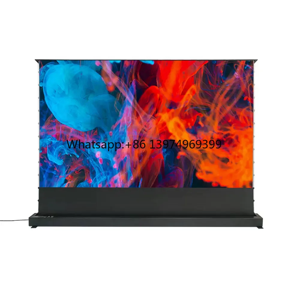 120 Inch Motorized Floor Rising ALR Projection Screen with 16:9 Format Black Crystal Fabric UST Projector Compatible