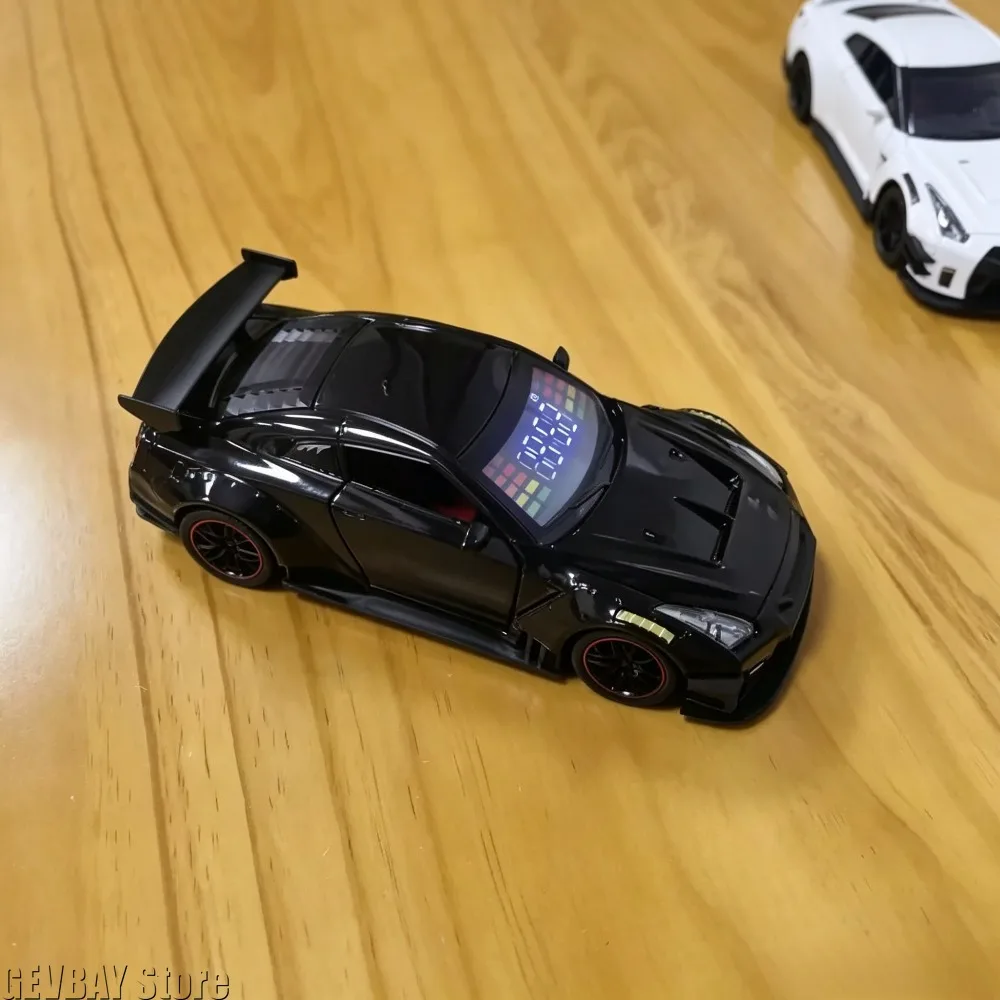 Supercar Shape Alarm Clock Alloy Material Spray Exhaust Gas Function Simulation Sound Door Can Be Turned on Lights Can Be On