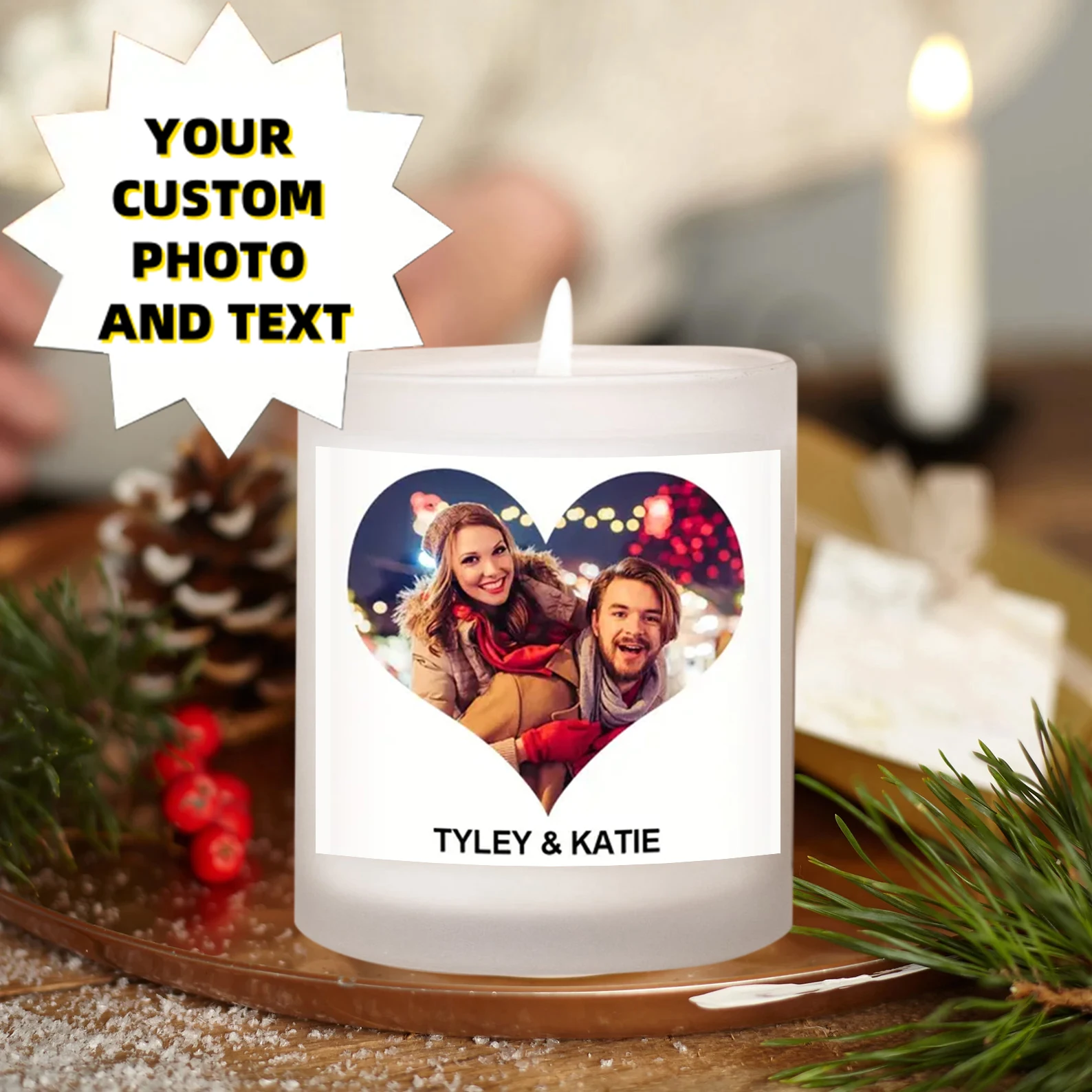 

Personalized candles, heart-shaped sweet customized photos, anniversaries, birthday gifts, wedding candles, Christmas gifts