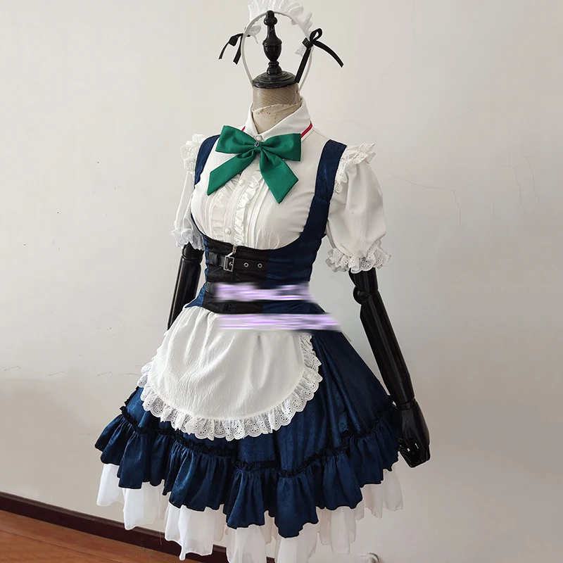 Touhou Project Izayoi Sakuya Cosplay Cute Dark blue lolita maid Outfit Dress Party Costume A