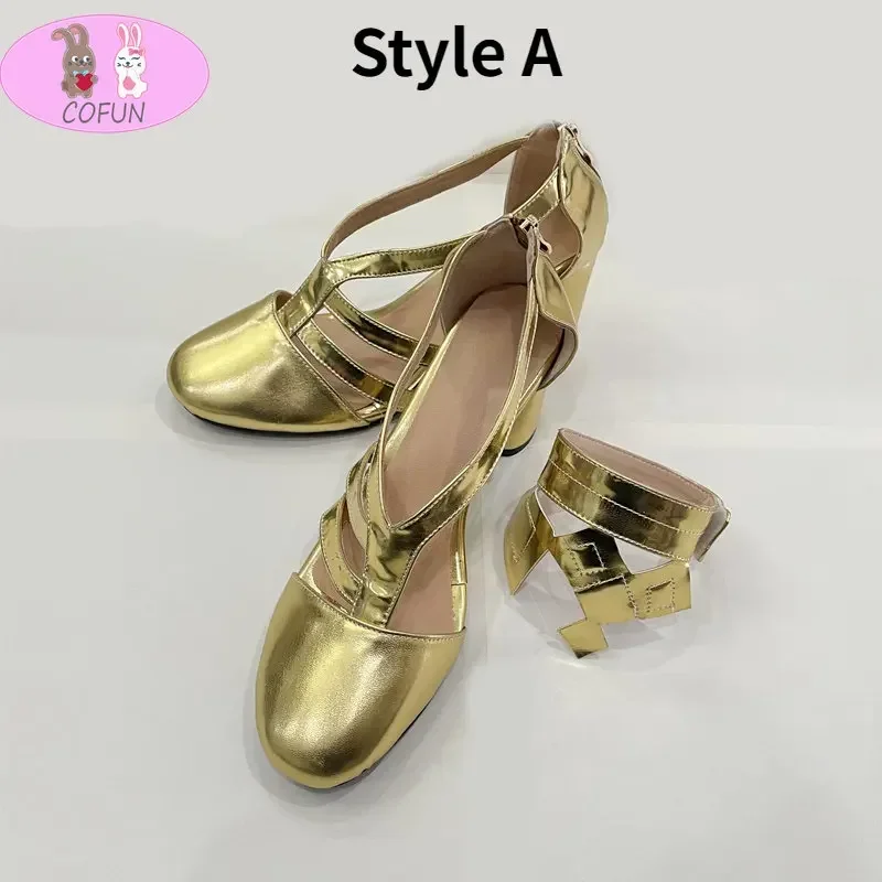 CFUN [4 Style] Game Genshin Impact Layla Sumeru Cryo Cosplay Wig High Heel Gold Women Halloween Anime Layla Shoes