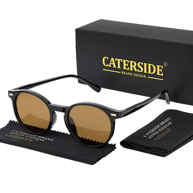 CATERSIDE Retro Polarisierte Runde Sonnenbrille Herren TR90 / Acetat Vintage Sonnenbrille Damen Punk Fahren Reisen Lunette De Soleil – Detail 8