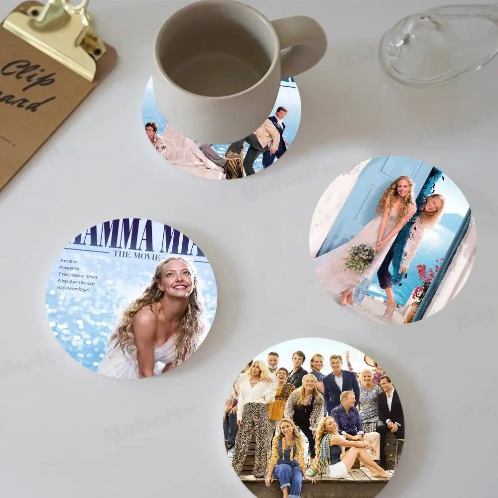 movie Mamma Mia Natural Wood Coaster Creative Cartoon Absorbent Cushion Coffee Mug Bowl Cushion Insulation Cushion