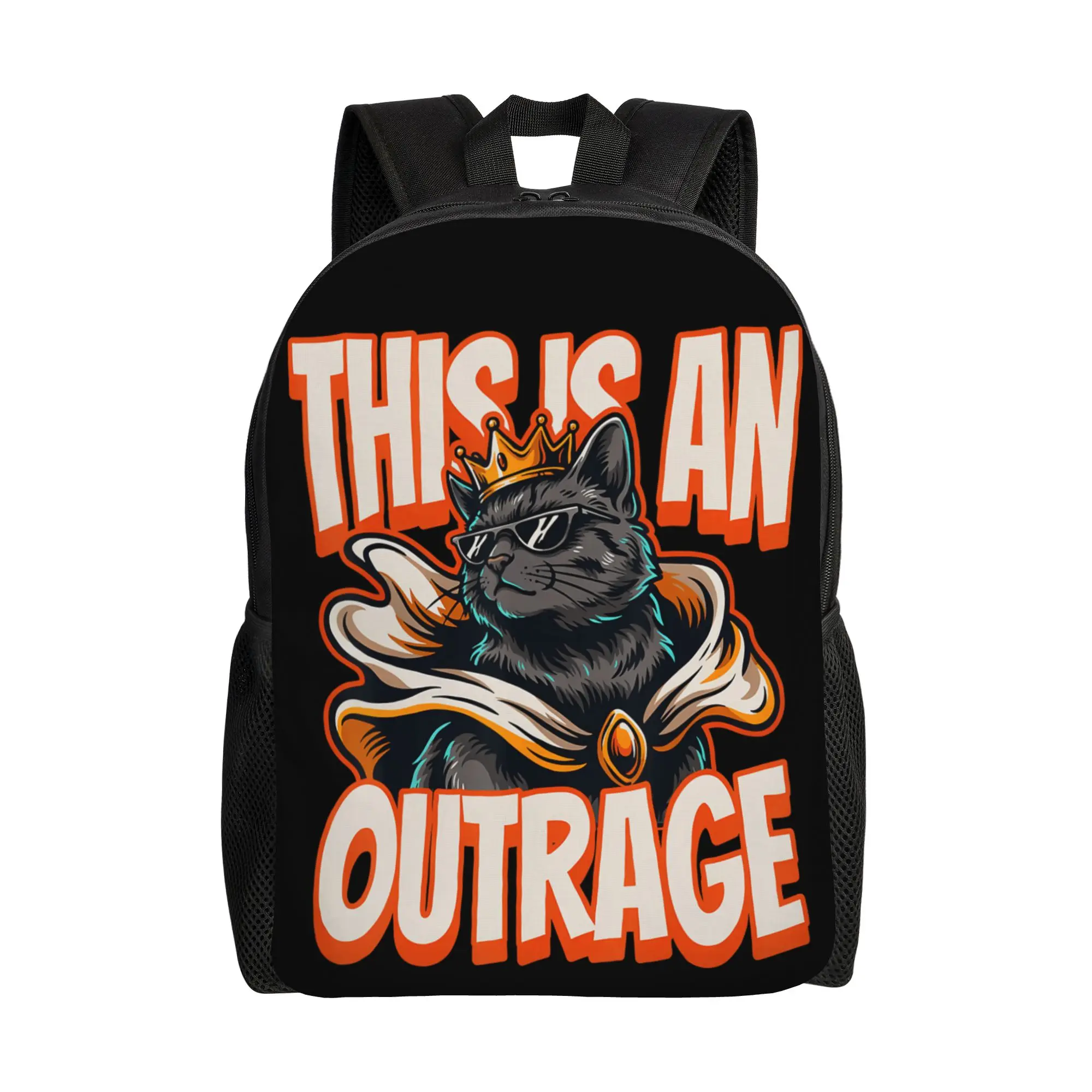 This is an Outrage Funny Princess Cat Goddammit Donut Gold Backpack  Workout Backpacks Boy Casual School Bags Big Rucksack