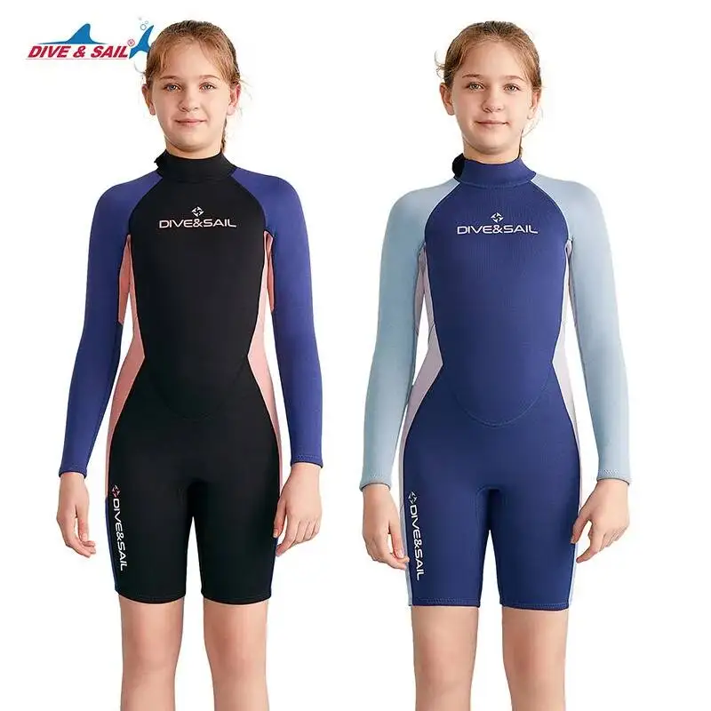 

Детский гидрокостюм 2,5 мм, цельный, защищающий от холода, для девочек, подростков, для снорклинга, серфинга, защиты от медуз