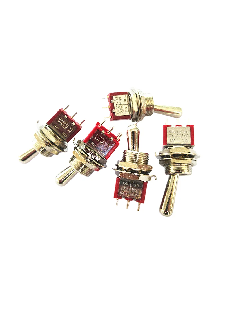 M12 tuimelschakelaar met grote kop, 12 mm gat, rode tuimelschakelaar, 3/6 pinnen, 2-positie en 3-positie tuimelschakelaar