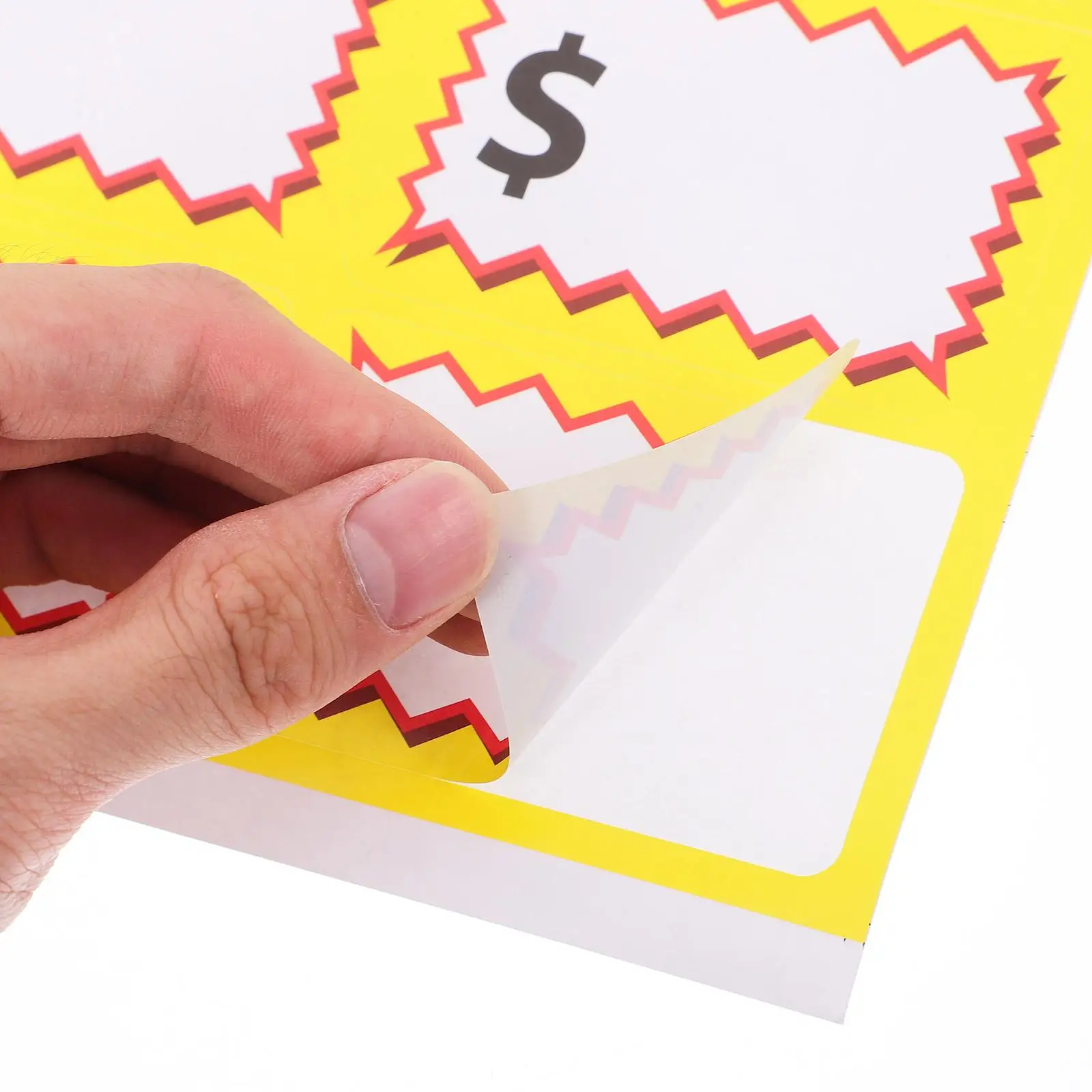 10 시트 가격 스티커 소매 태그 필기 자체 접착 방수 PP 소재 차고 판매 표지판 빈 마당 장식