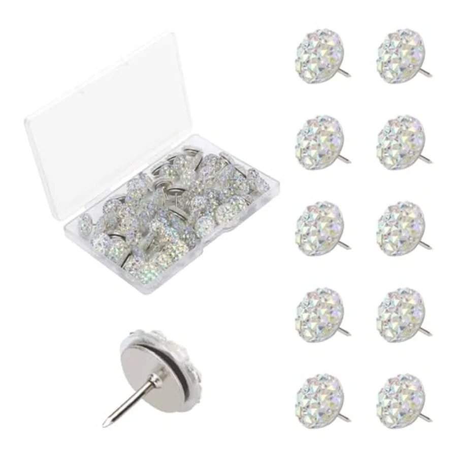 

60 PCS Diamond Push Pins, Diamond Decorative Tacks Stick Cute Push Pins for Bulletin Board Thumb Tacks for Cork Board Thumbtack