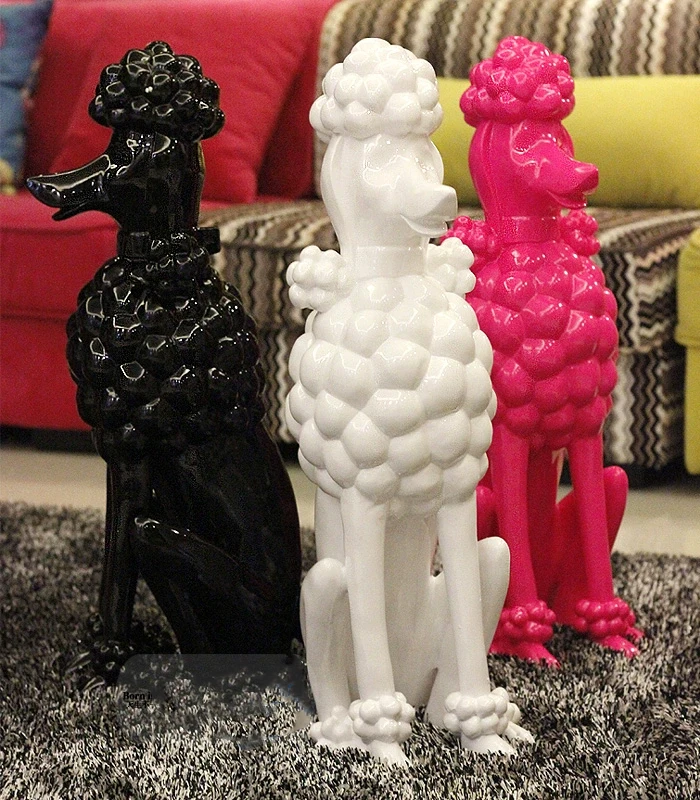Pudel-Hunde-Skulptur, Tier-Hundestatuen, nordische Raumdekoration, kreative Kunstwerke, Ornamente, Heimhandwerk, Bodendekoration, individuell – Detail 3