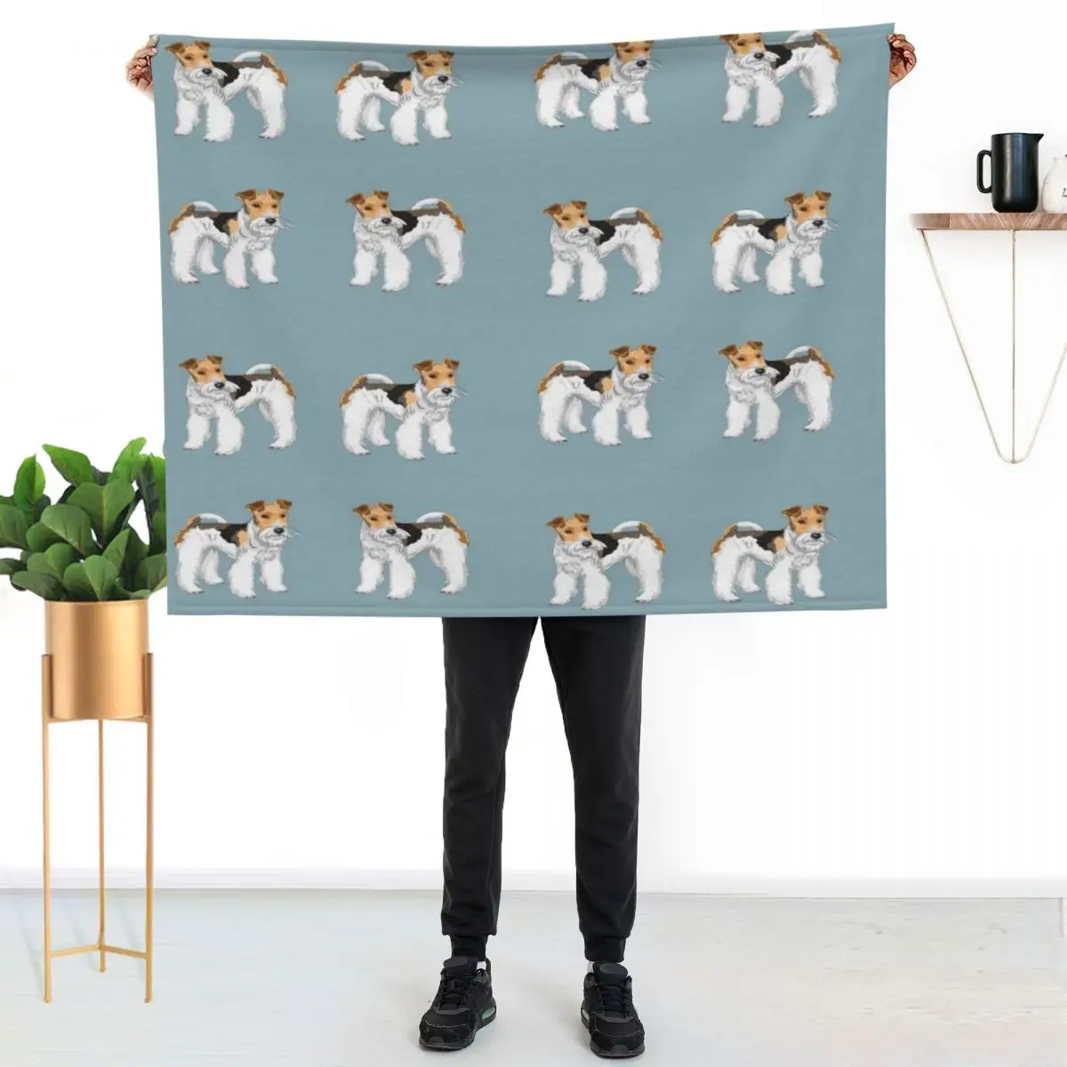Retro Wire Haired Fox Terrier Design Throw Blanket Travel for sofa Sofa sofa bed Quilt for winter Blankets