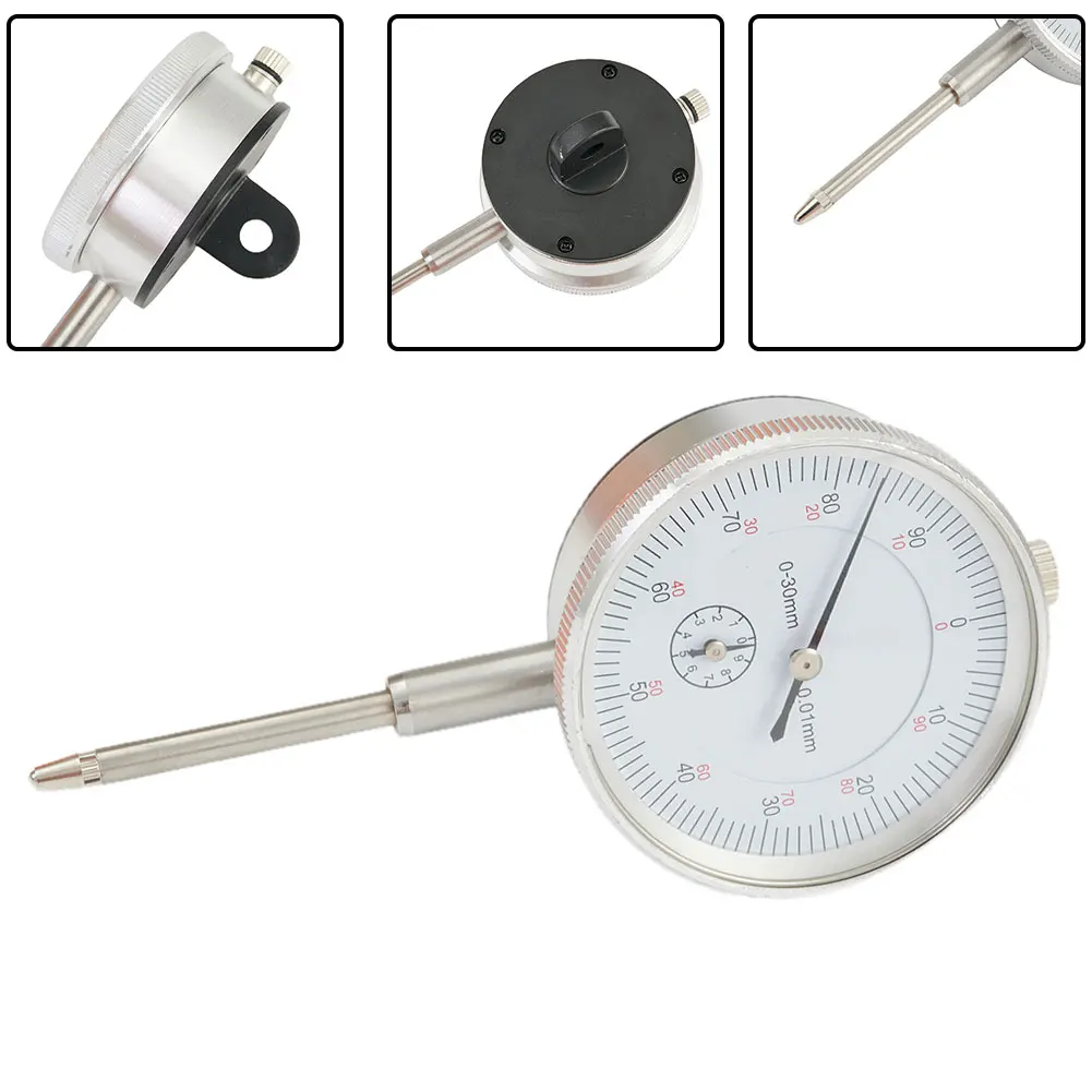 0.01mm Accuracy For Dial Indicator Gauge 0-30mm Range Stainless Steel Pointer For Shaft Runout Gear Backlash Metalworking Measur