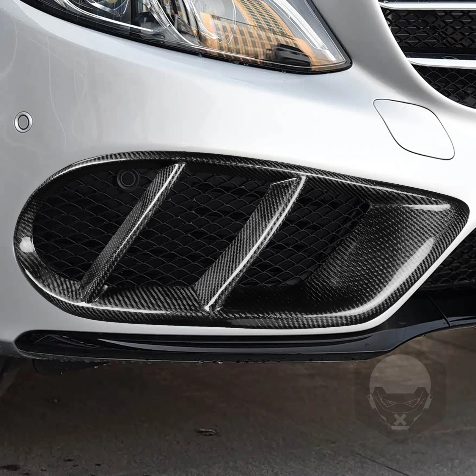 For Mercedes-Benz C-Class W205 2015-2018 Real Dry Carbon Fiber Front Bumper Air Intake Panel Cover Car Accessories Modification