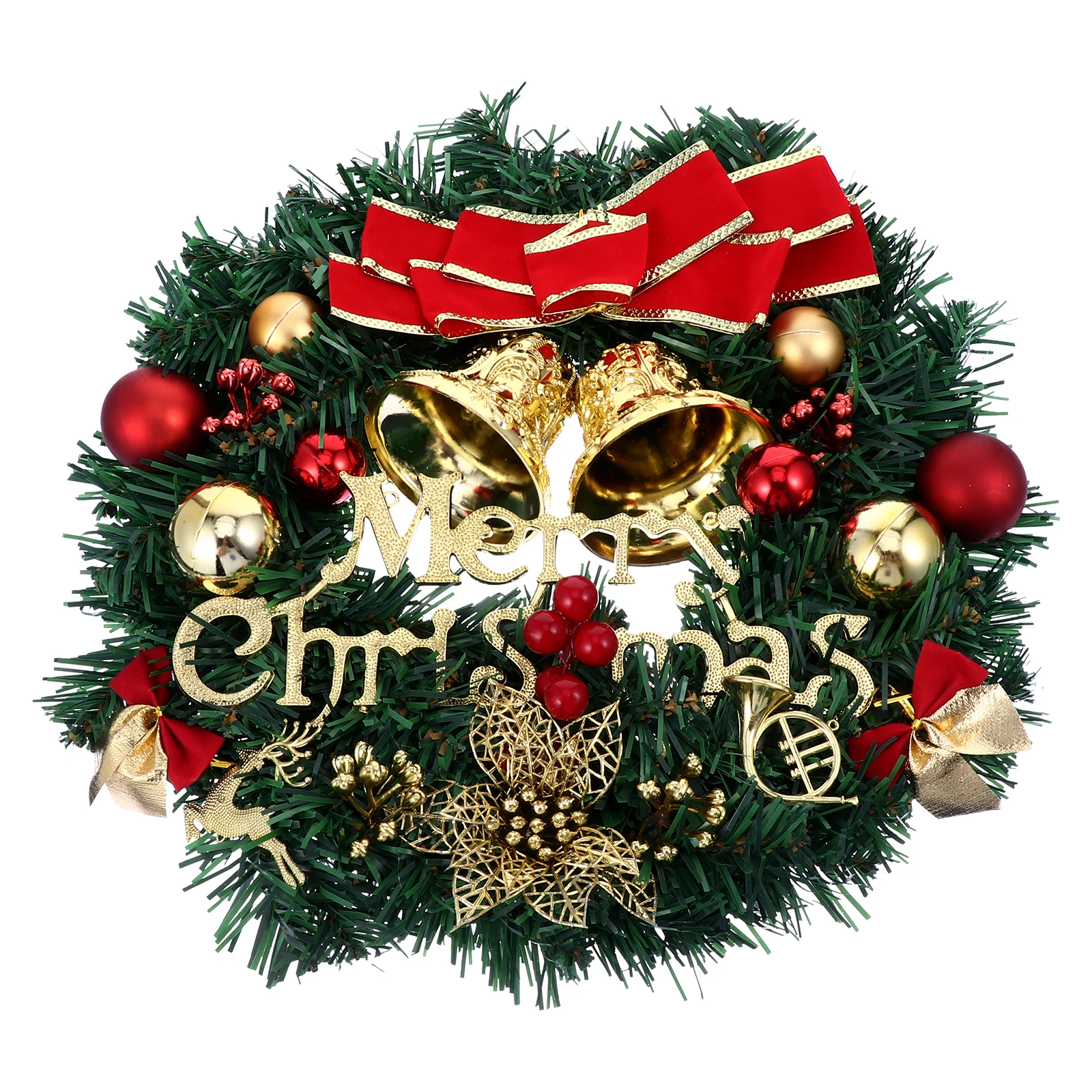 

Christmas Wreath PVC Red Holiday Decorations Lightweight Garland Door Banquet Party DIY Ornaments Home Festive
