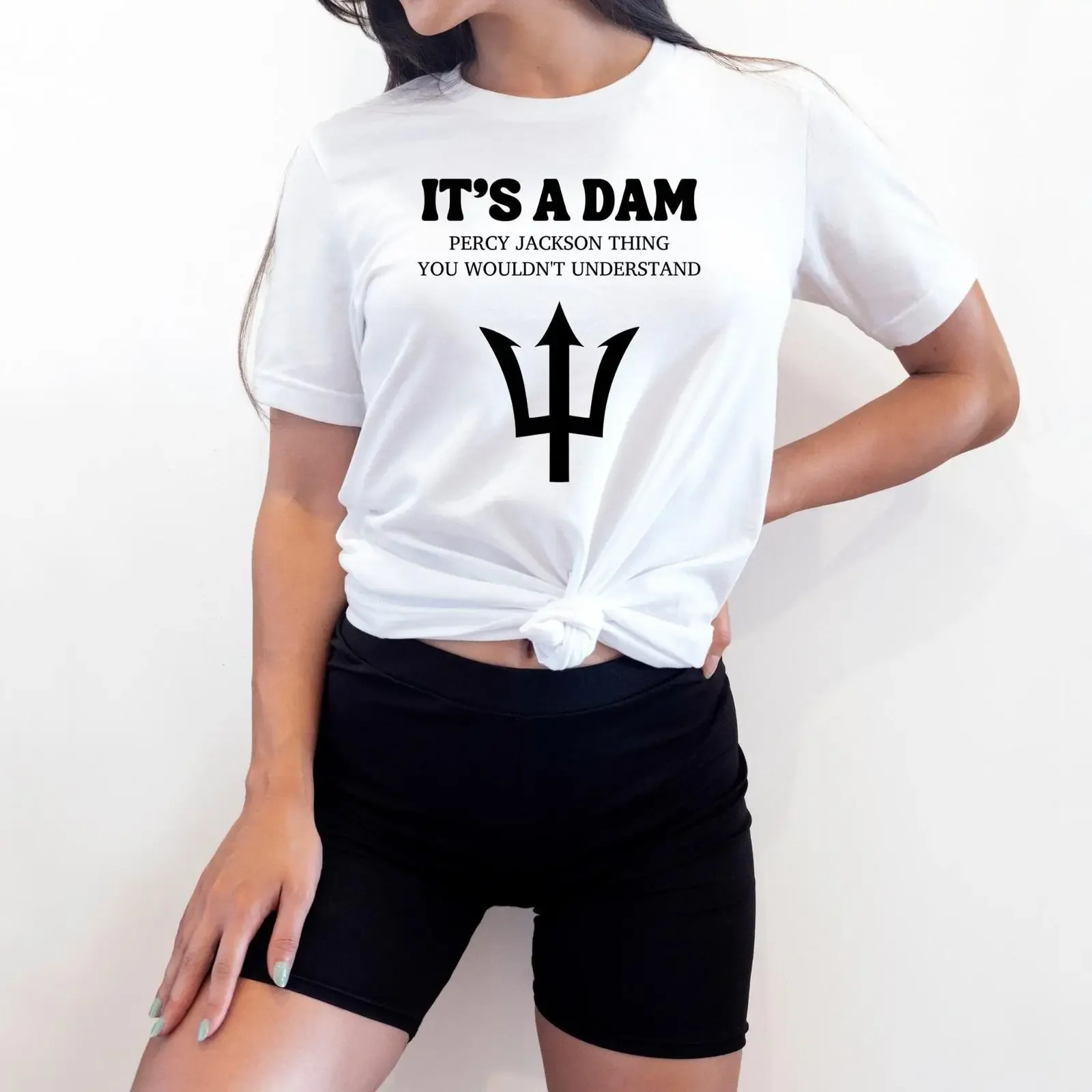 It's A Dam Percy Jackson Thing Trident T Shirt PJO Camp Halfblood Demigod Bookish Fan vintage Washed Casual fashion