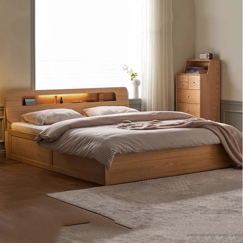 

Soft Bedroom Double Bed Waterproof Simple Wood European Headboard Twin Beds Modern Wooden Sleeping Camas De Dormitorio Furniture