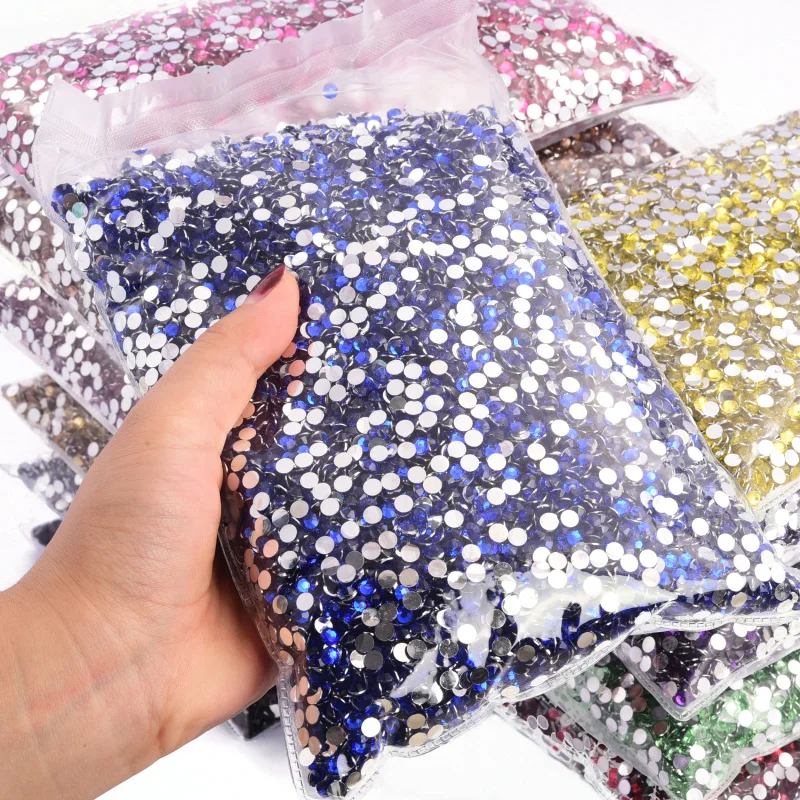 Wholesale in Bulk Resin Glitter Non Hotfix Rhinestones Strass стразы DIY Nails Crystals Diamond for Nail Charms Dress Vestidos