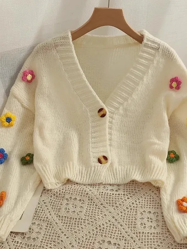 

Вязаный открытый кардиган Sweet Sle ort, женский весенне-осенний свободный утягивающий свитер с v-образным вырезом, универсальный джемпер для поездок на работу, Sle Po...