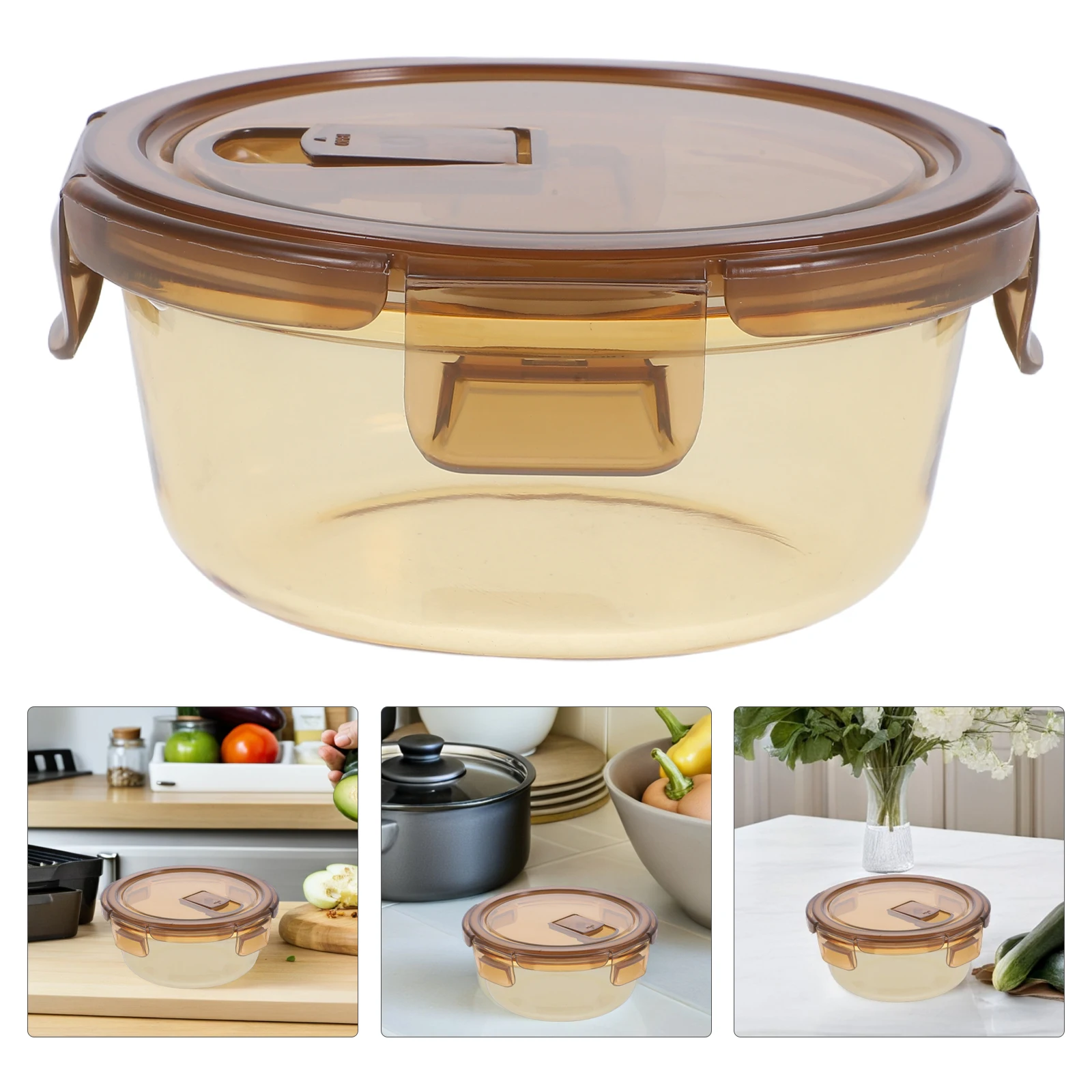 

Glass Bowl with Lid Ice Cream Fruit Cereal and Milk Clear Bowls Lids Meal Prep Light Brown Travel