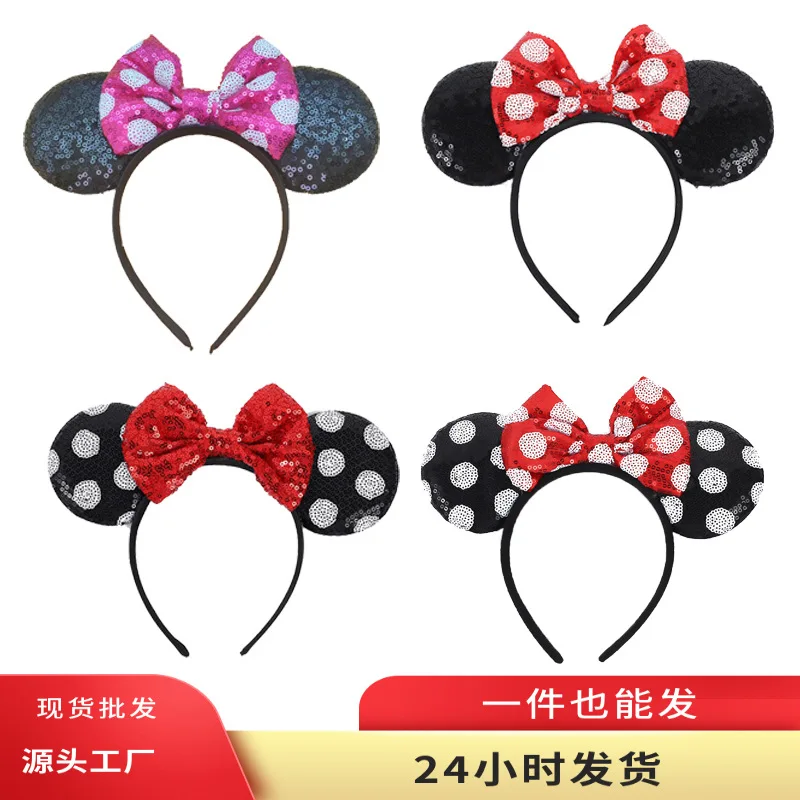 

Kawaii Mickey Mouse Headband Hair Accessory With Polka Dot Bow For Parties Amusement Parks And Holidays Cute Christmas Gift