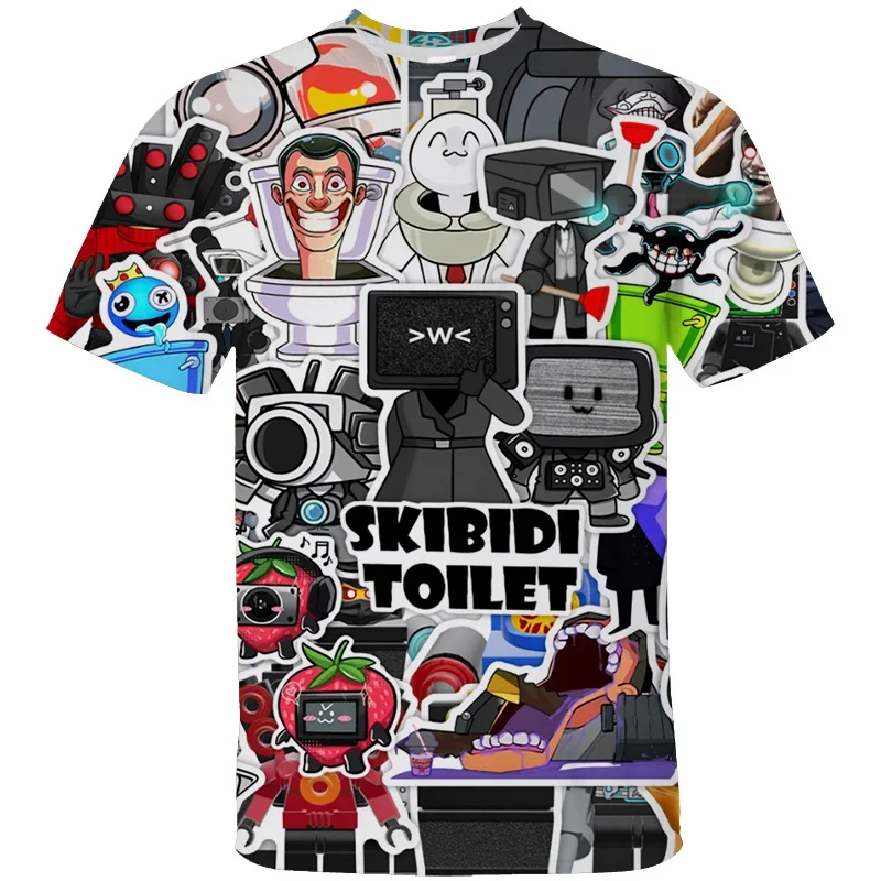 3D Funny Skibidi Toilet Printing T Shirt Cartoon Camera Graphic T-shirts For Men Kid Fashion Streetwear Short Sleeve Clothes Top