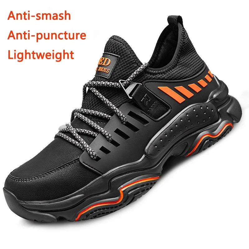 

2023 New All Seasons Safety Shoes Men's Anti-smashing And Anti-piercing Work Shoes Breathable Flyweave Sneakers Sepatu Safety