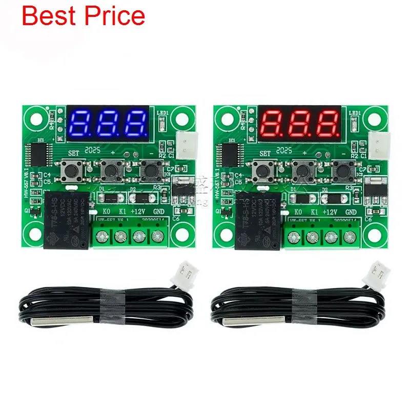 

50PCS W1209 Blue/Red Light DC 12V Heat Cool Temp Thermostat Temperature Control Switch Temperature Controller Thermometer Thermo