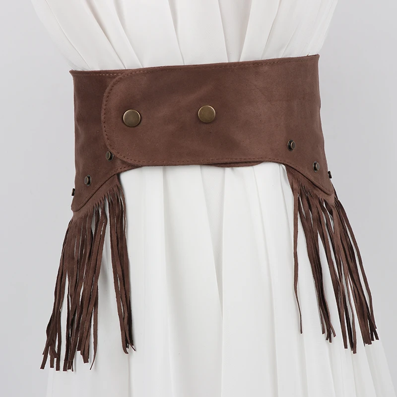 

Retro Suede Leather Tassle Belt Western Cowboy Cowgirl Party Night Club Waist Belt Dancing Waistband Women Jeans Decor Belt