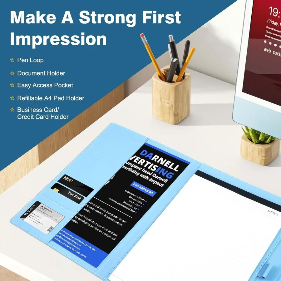 Padfolio Portfolio Binder for n Stylishly Business Folder for Interview Resumes Legal Documents Notepad Not Iluded Faux Leather