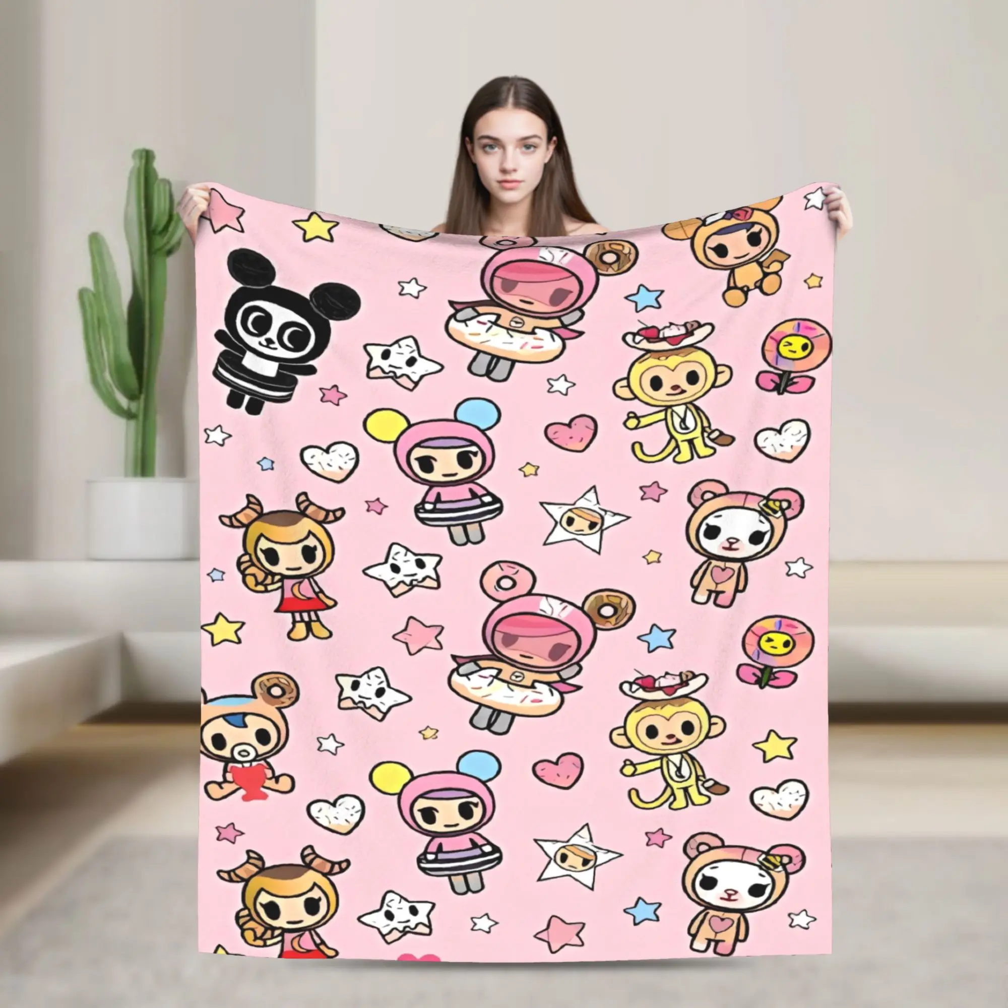 Tokidokis Kawaii Donutella Sandy Unicorno Super Soft Blanket Plush Bedding Throws Couch Bed Flannel Bedspread Sofa Bed Cover