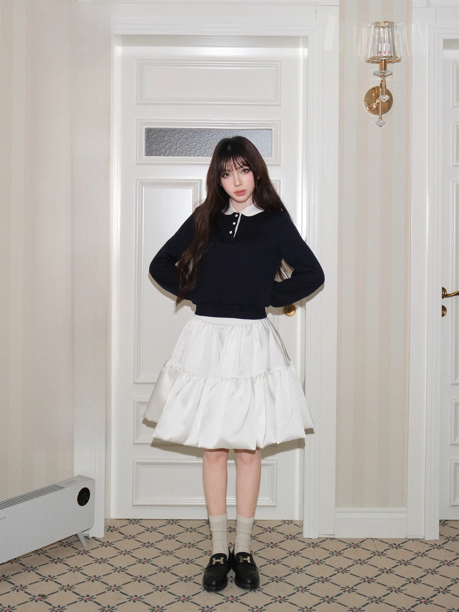 

ment Color Blo Doll Collar Knitted Long Sve Wool Blend Base irt Women's Slim Fit Inner Wear Autumn Winter Casual ...