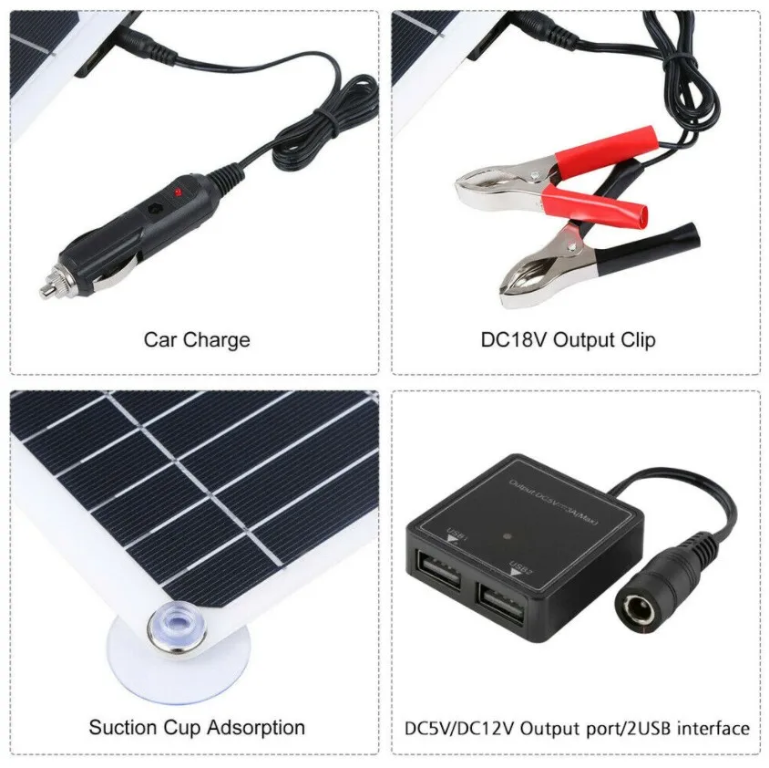 200 Watt Solar Panel Kit Portable Dual-USB with LCD Solar Controller 12V Folding Battery Charger with Controller Caravan Boat