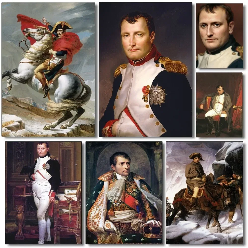 1pc Napoleon Bonaparte Portrait Crossing The Alps Poster Self-adhesive Art Waterproof Paper Sticker Wall Decor