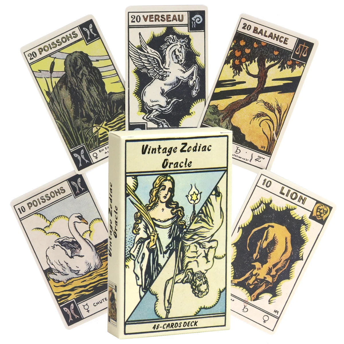 

Astrological Zodiac Tarot Card Deck, "Le Tarot Astologique" Tarot Card 10.3*6cm 48 Pcs Oracle Cards