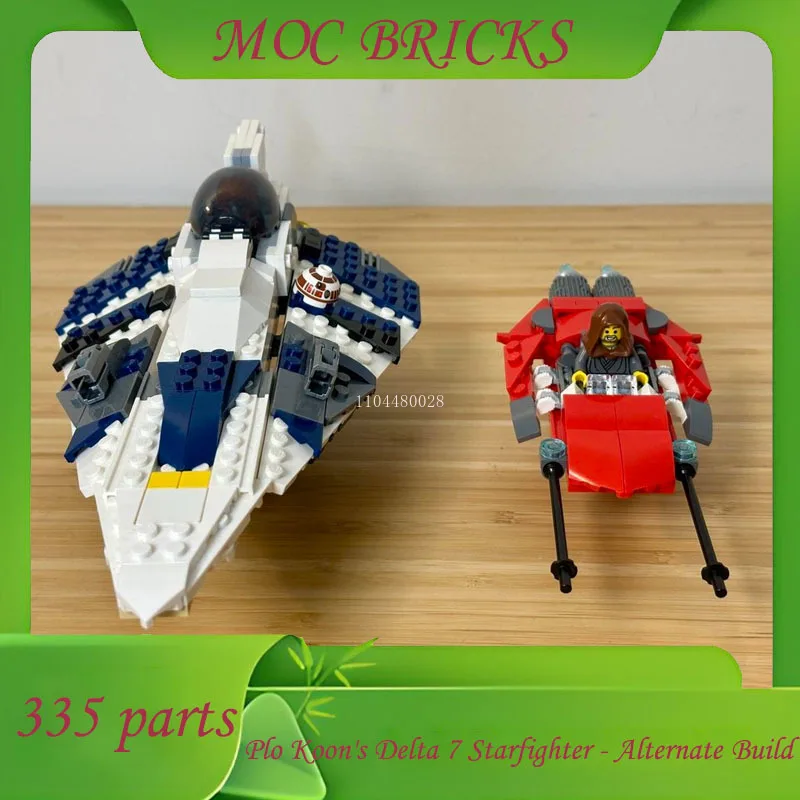 

Настроить 335 шт. MOC строительные блоки DIY сборка кирпичей Delta 7 модель Starfighter и Bob's Starfighter космический дисплей игрушки подарки
