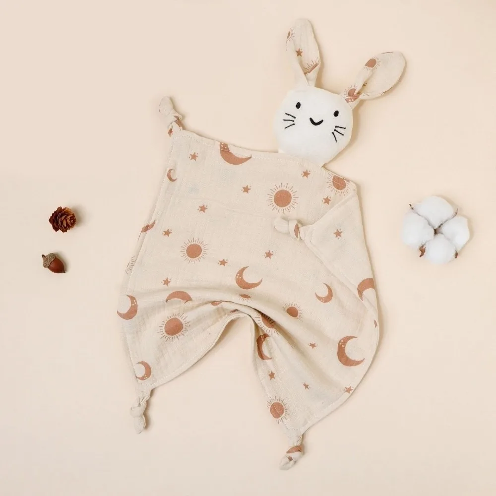 Cotton Muslin Muslin Comforter Blanket Soft Material Newborn Size Newborn Sleeping Dolls Printed Design Multi-Function
