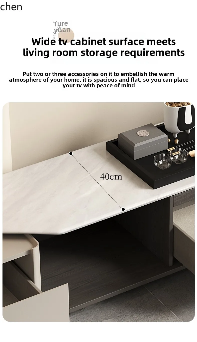 HT marble floor TV cabinet modern simple living room household small apartment TV cabinet