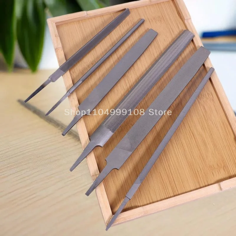 مجموعة مبرد إبرة مكونة من 5 قطع، ملفات يدوية فولاذية مع ملفات مربعة ومستديرة ونصف دائرية وملفات مثلثة