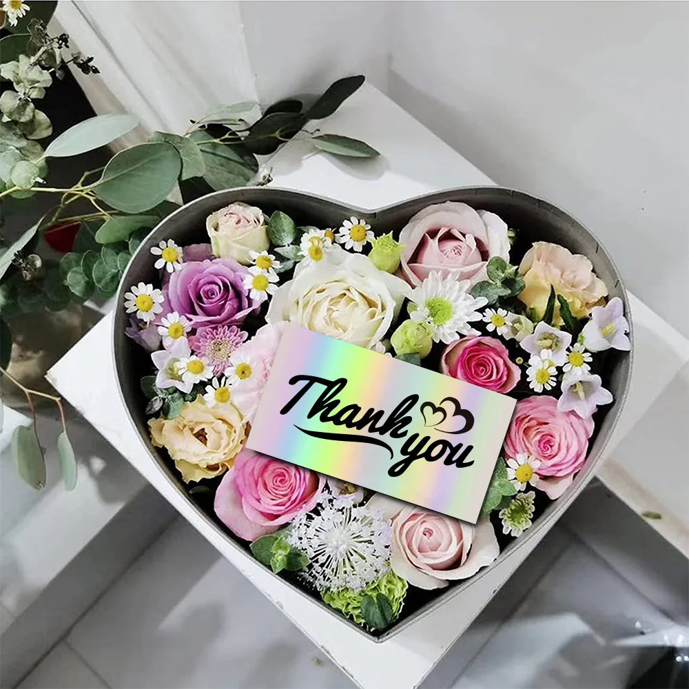 20/50/100pcs Laser Thank You Card Flower Cake Business Gift Packaging Decor Card Postcard Greeting Card Festival Party Supplies