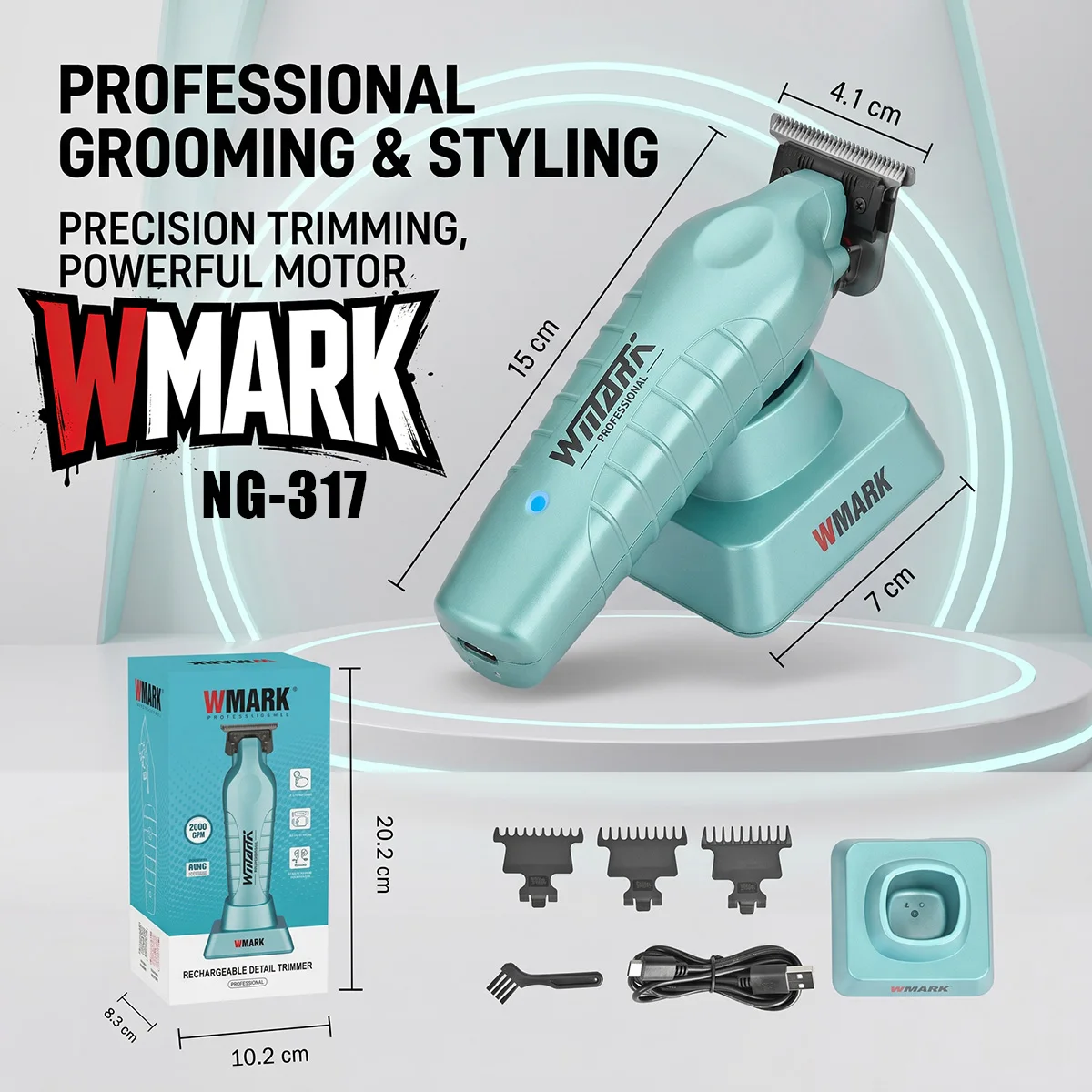 

WMARK Professional Hair Trimmer Barber Hair Carving Gradient Machine Electric Clipper with Base Charger