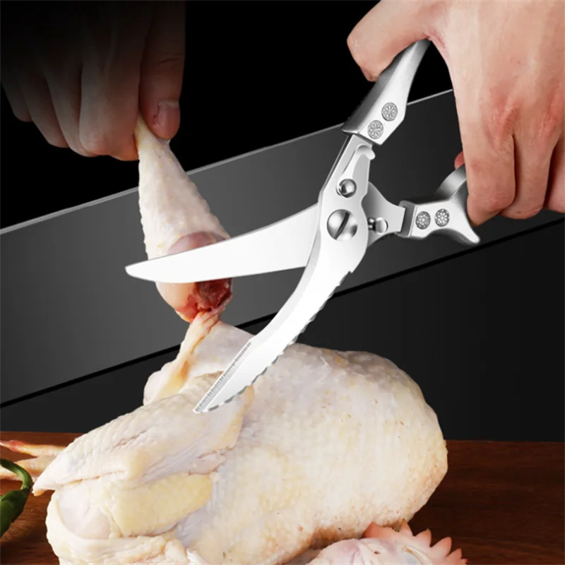 Upgrade Multi-Purpose Kitchen Scissors Chicken Bone Scissors Fish Killing Stainless Steel Cook Sharp Scissors Knife Kitchen Tool