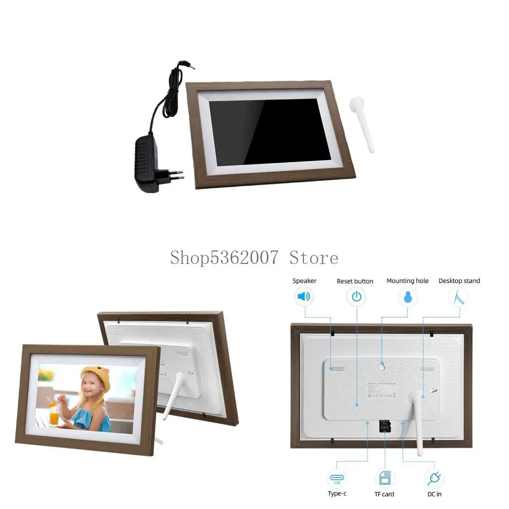 Cadre Photo numérique Intelligent 10.1 pouces, prise en WiFi pour applications mobiles, téléchargement photos, 40JB